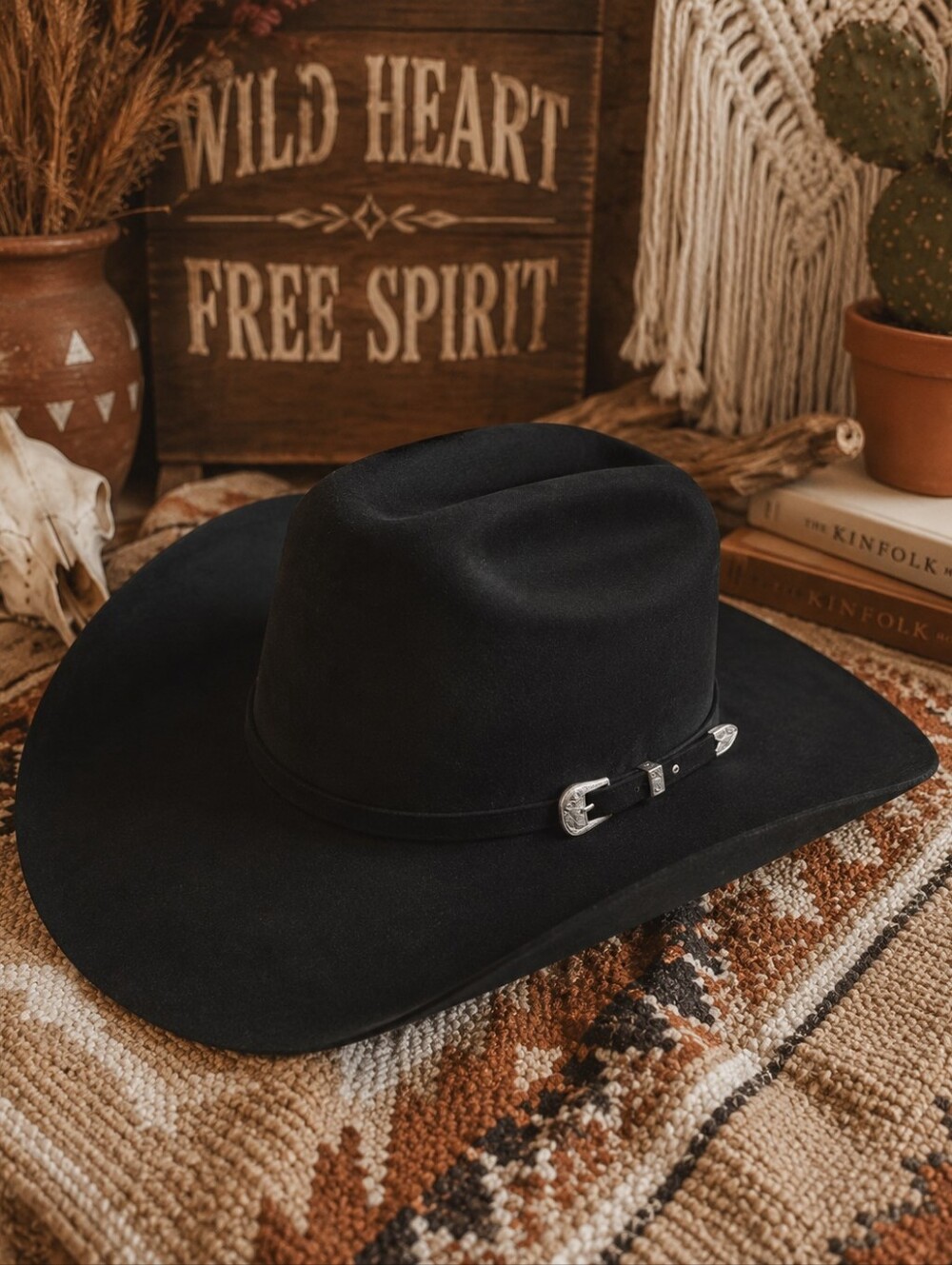 Classic Resistol Black Wool Cowboy Hat - Long Oval Texas Made